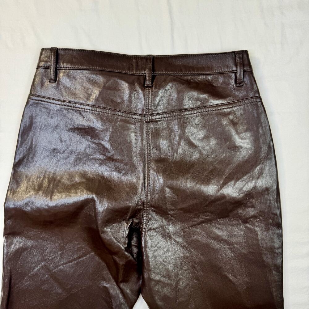 Wilfred Aritzia Brown Faux Leather Flare Pants Women's 8 Y2K 90s Bootcut Concert - Picture 14 of 16